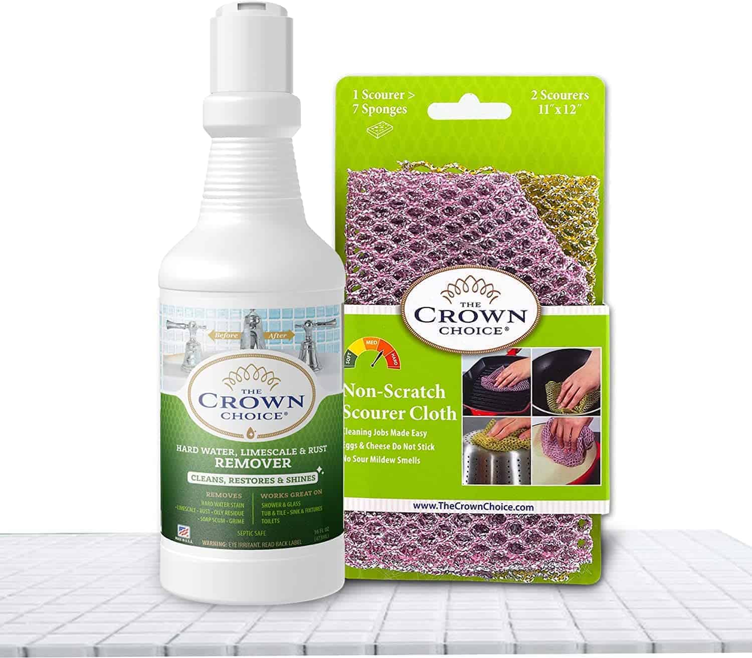 The Crown Choice Hard Water Stain Remover & Non Scratch Scourer 2 The Crown Choice Hard Water Stain Remover & Non Scratch Scourer 2