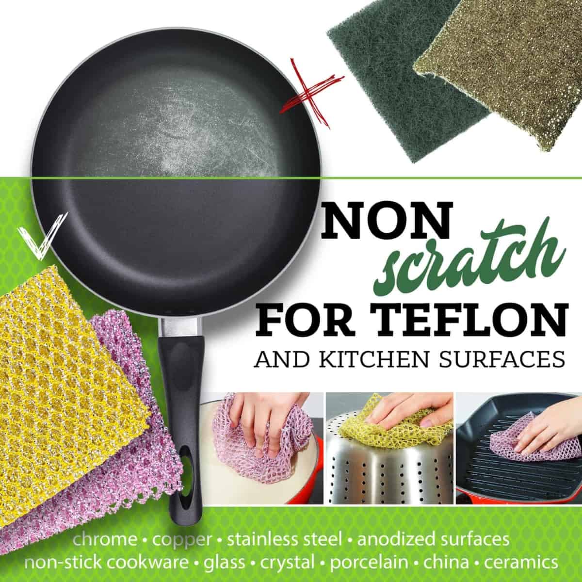 10 Pack Stainless Steel Scrubber, Non-Scratch Heavy-Duty Dish