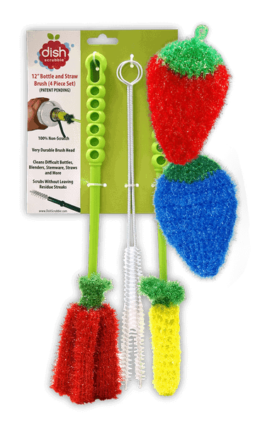 Bottle Brush Cleaner and 2 Dish Scrubbie Gift Set 2 dish scrubbie bottle brush set strawberry blueberry