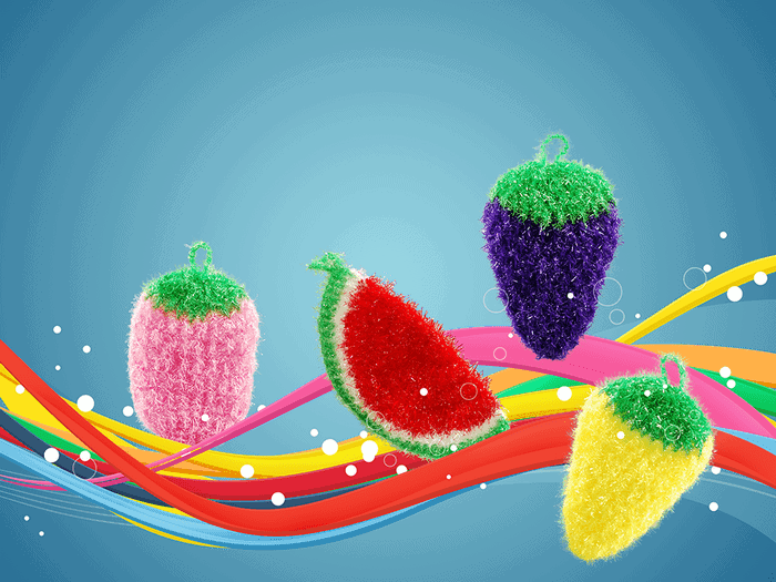 dish scrubbie Nylon netting for scrubbies and scrubbies made of polyester fiber