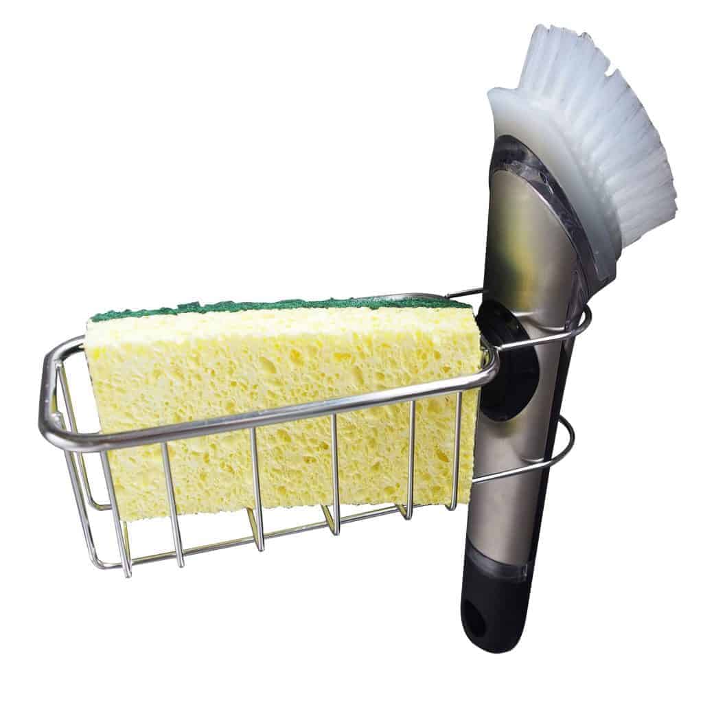 2-in-1 In Sink Sponge Holders and Brush Sink Caddy | Detachable Stainless Steel Strong Adhesive