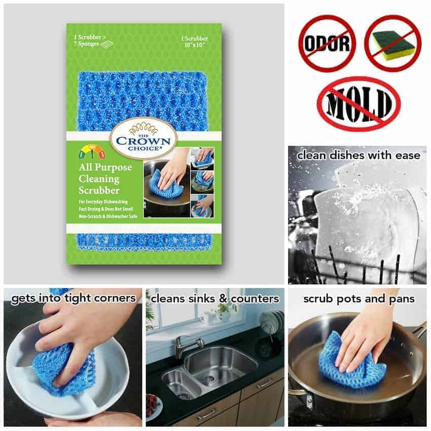 All Purpose Dish Cloth - NO Mildew Odor from Dish Cloths, Sponges, Scrubbers, Wash Cloths