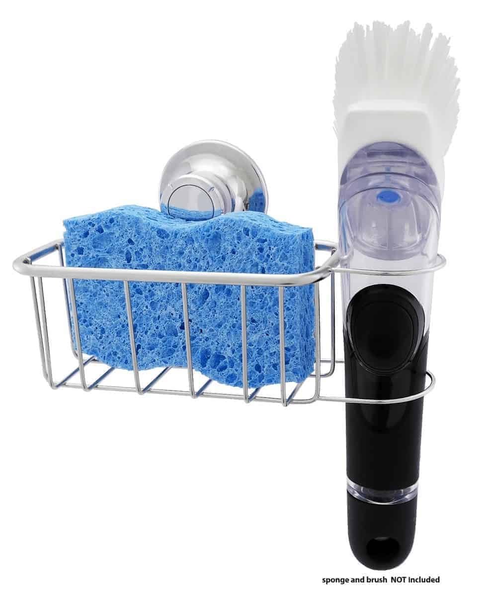 PATENTED Suction Kitchen Sponge Holder And Brush Sink Caddy Stainless